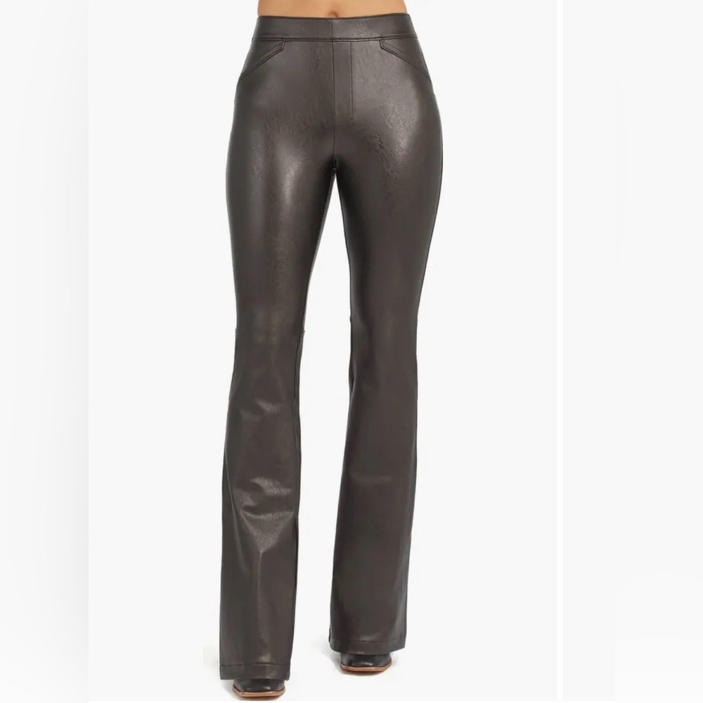 SPANX Faux Leather Flare Pants XL Black High Rise Pull On Shaping  Stretch